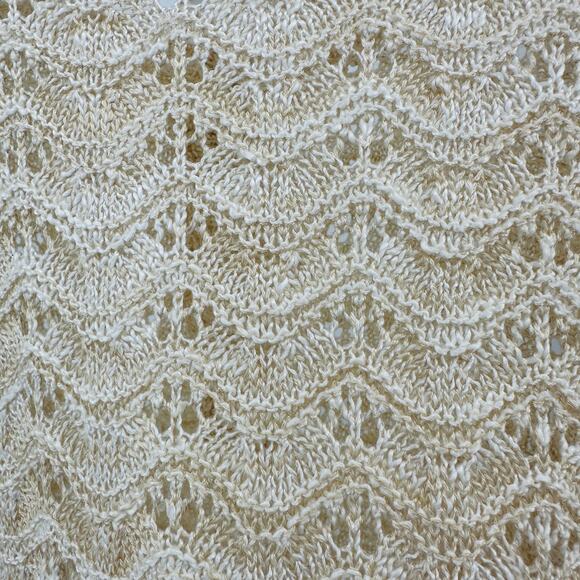 Lauren Conrad Open Knit Sweater XL Cream Henley Pullover Round Neck Long Sleeve - Picture 3 of 8